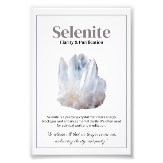 Selenite Crystal Meaning Poster (Voorkant)