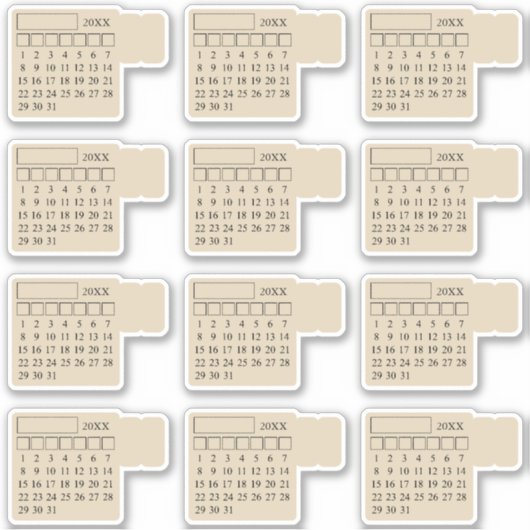 Self Adhesive Index Tabs Monthly Generic Calendar Sticker (Voorkant)