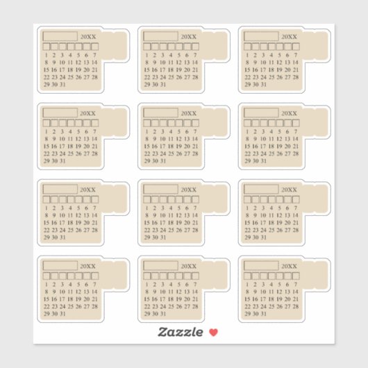 Self Adhesive Index Tabs Monthly Generic Calendar Sticker (Vel)
