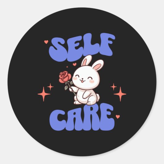 Self Care Amerikaanse Traditionele Roos Bunny Stic Ronde Sticker (Voorkant)