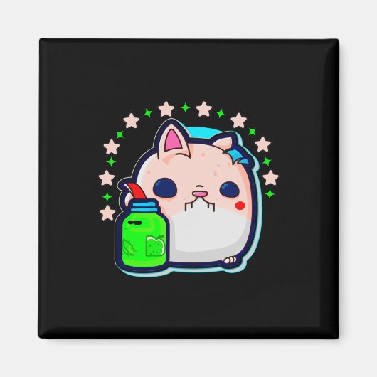 Self Care Cat Sticker Magneet (Voorkant)