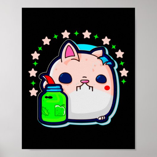 Self Care Cat Sticker Poster (Voorkant)