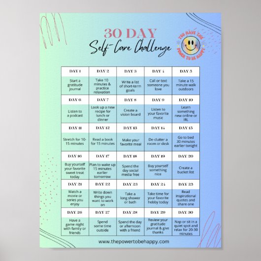 SELF CARE CHALLENGE POSTER (Voorkant)