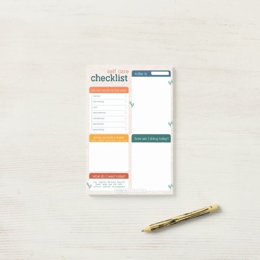 Self Care Checklist Post It Notes Pad (Op bureau)