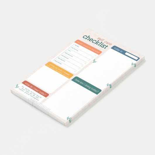 Self Care Checklist Post It Notes Pad (Schuin)