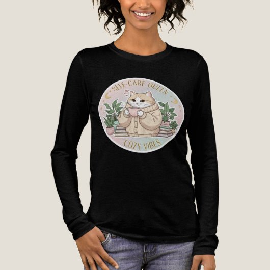 Self-Care Queen Cat Cozy Aesthetic Shirt (Voorkant)