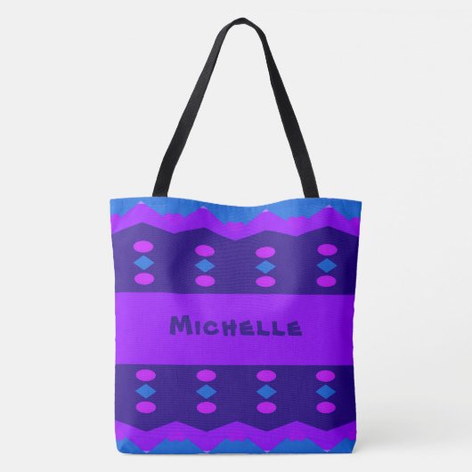 Self Expression Purple Blue Patterned Tote Bag (Achterkant)