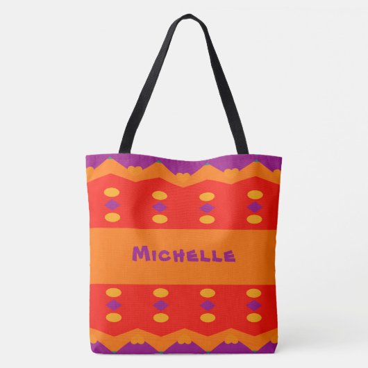 Self Expression Purple Orange Patterned Tote Bag (Achterkant)