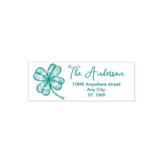 Self Inking Retour Adres Stempel met Lucky Clover (Design)