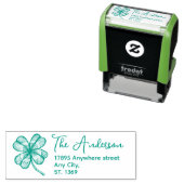 Self Inking Retour Adres Stempel met Lucky Clover (In situ)