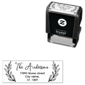 Self Inking Retouradres Stempel in bloemenstijl. (In situ)