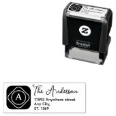 Self Inking Retouradres Stempel met monogram (In situ)