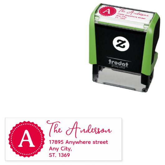 Self Inking Retouradres Stempel met monogram (In situ)