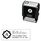 Self Inking Return Address Stamp with monogram. Zelfinktende Stempel (In situ)