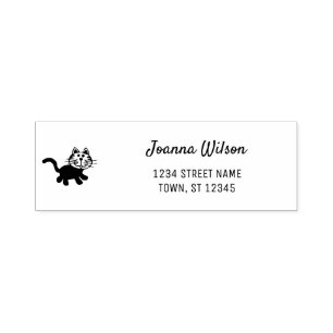 Self-Inking Stamp Cute Cat Personal Name Address Zelfinktende Stempel