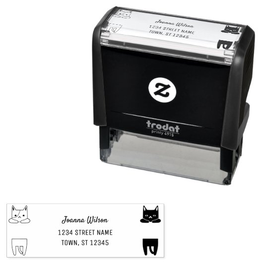 Self-Inking Stamp Cute Cats Personal Name Address Zelfinktende Stempel (In situ)
