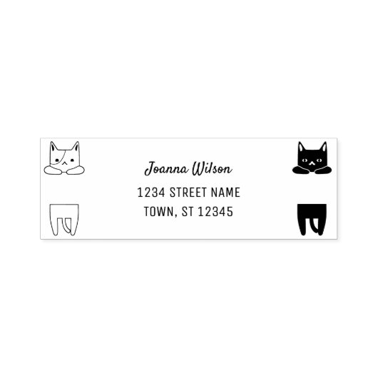 Self-Inking Stamp Cute Cats Personal Name Address Zelfinktende Stempel (Design)