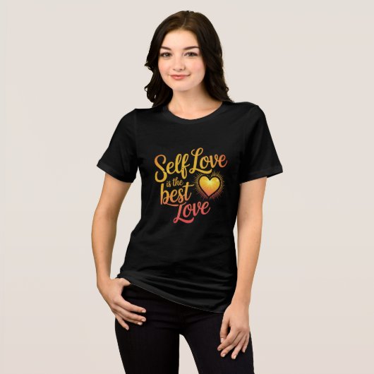 Self Love Best Love Oranje Script Quote Design Tri-Blend Shirt (Voorkant volledig)