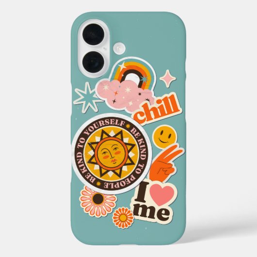 Self Love & Chill – Groovy Retro Sticker Case-Mate iPhone Case (Achterkant)