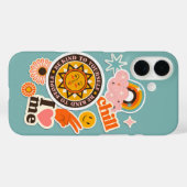 Self Love & Chill – Groovy Retro Sticker Case-Mate iPhone Case (Achterkant (horizontaal))