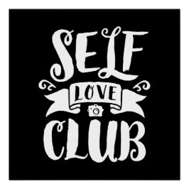 Self Love Club White Aangepaste achtergrondkleur Poster
