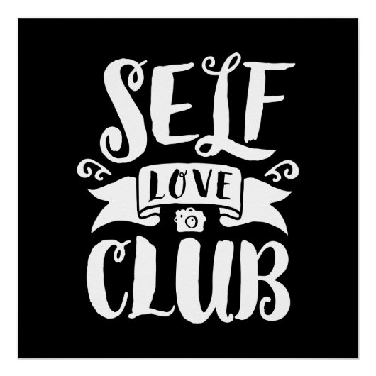 Self Love Club White Aangepaste achtergrondkleur Poster (Voorkant)