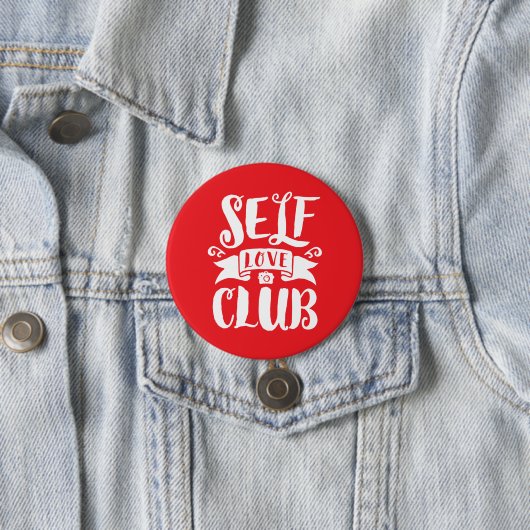 Self Love Club White Aangepaste achtergrondkleur Ronde Button 7,6 Cm (In situ)
