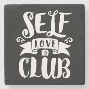 Self Love Club White Aangepaste achtergrondkleur Stenen Onderzetter