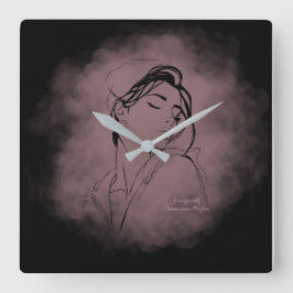 Self-Love Line Art Clock – "Love Yourself" Design Vierkante Klok