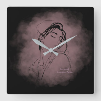 Self-Love Line Art Clock – "Love Yourself" Design Vierkante Klok
