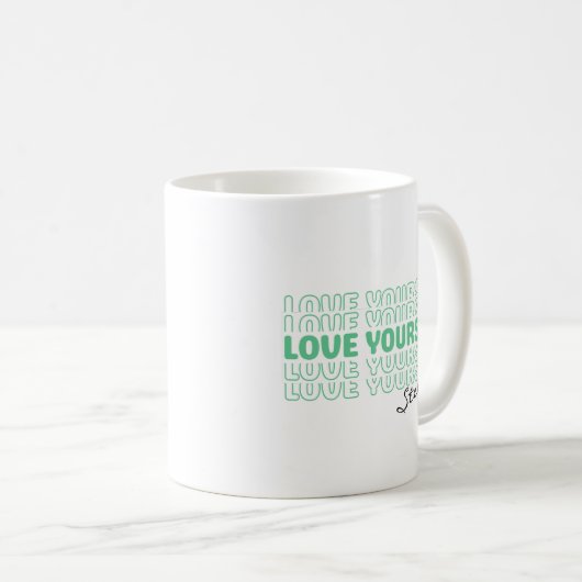 Self Love Mint Wavy Retro Custom Name Text Koffiemok (Voorkant rechts)
