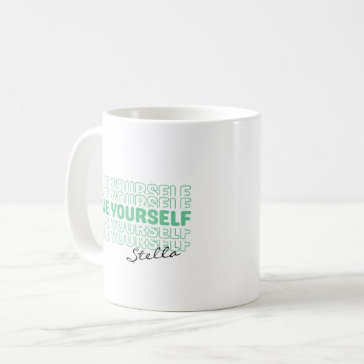 Self Love Mint Wavy Retro Custom Name Text Koffiemok (Voorkant links)