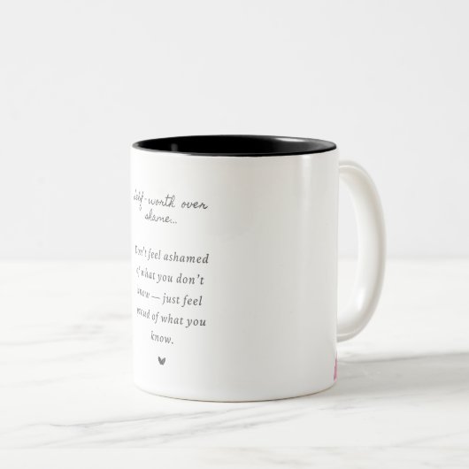 Self-Love Quote Mug Tweekleurige Koffiemok (Voorkant rechts)