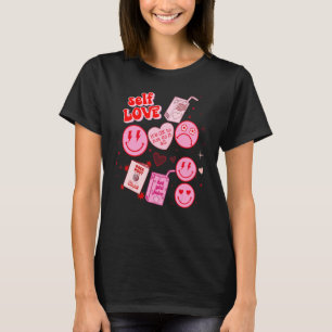Self Love Retro Valentijnsdag Happy Face Boho He T-shirt