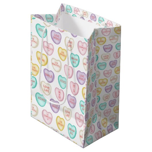 Self Love Snoep Hearts - White Gift Bag Medium Cadeauzakje (Voorkant Gekanteld)