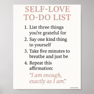 Self-Love To-Do List – Minimalistische Bevestiging Poster