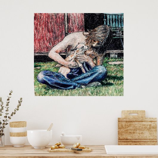 "Self Portrait 1974" afbeelding van mijn hond en i Poster (Keuken)