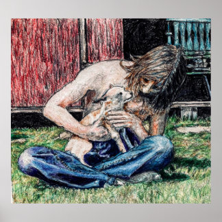 "Self Portrait 1974" afbeelding van mijn hond en i Poster