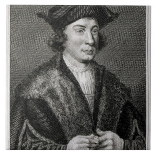Self Portrait, gegraveerd door J. Hoek (gravure) Tegeltje