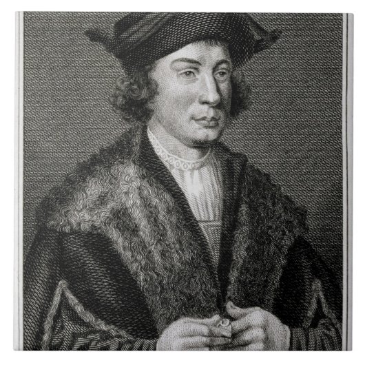 Self Portrait, gegraveerd door J. Hoek (gravure) Tegeltje (Voorkant)