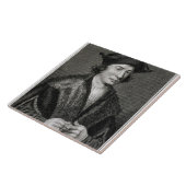 Self Portrait, gegraveerd door J. Hoek (gravure) Tegeltje (Zijkant)