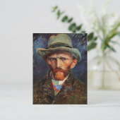 Self-Portrait Grey Felt Pet Van Gogh Fine Art Briefkaart (Staand voorkant)