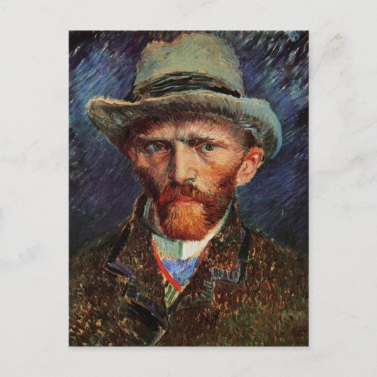 Self-Portrait Grey Felt Pet Van Gogh Fine Art Briefkaart (Voorkant)