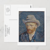 Self-Portrait Grey Felt Pet, Van Gogh Fine Art Briefkaart (Voorkant / Achterkant)
