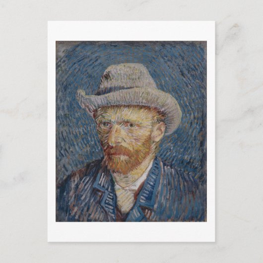 Self-Portrait Grey Felt Pet, Van Gogh Fine Art Briefkaart (Voorkant)