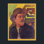 Self-Portrait in a Hat, Paul Gauguin, Briefkaart<br><div class="desc">Self-portrait in a Hat,  famous painting by Paul Gauguin,  1893.</div>