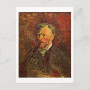 Self-Portrait, Pipe en Glass, Vincent van Gogh Briefkaart