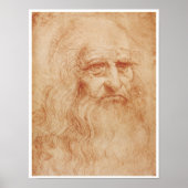 Self-Portrait, Red Chalk, Leonardo da Vinci, 1519 Poster (Voorkant)