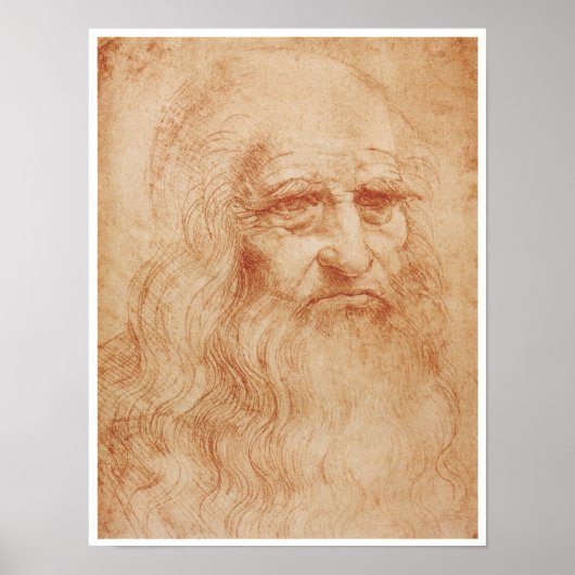 Self-Portrait, Red Chalk, Leonardo da Vinci, 1519 Poster (Voorkant)