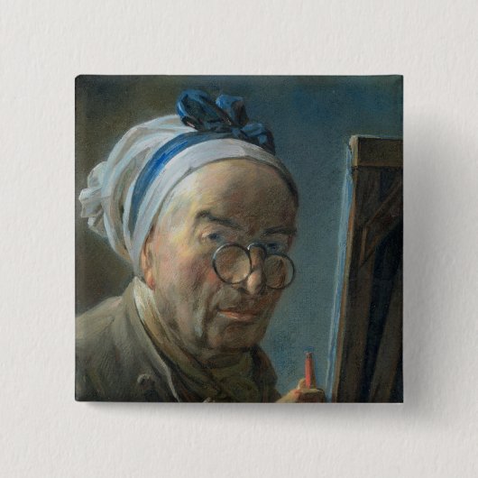 Self Portrait with an Easel, c.1775-79 Vierkante Button 5,1 Cm (Voorkant)